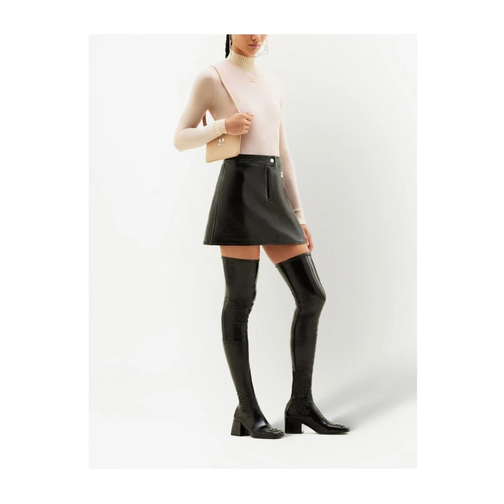 Courrèges Vinyl Mini Rok Zwart Gray Dames