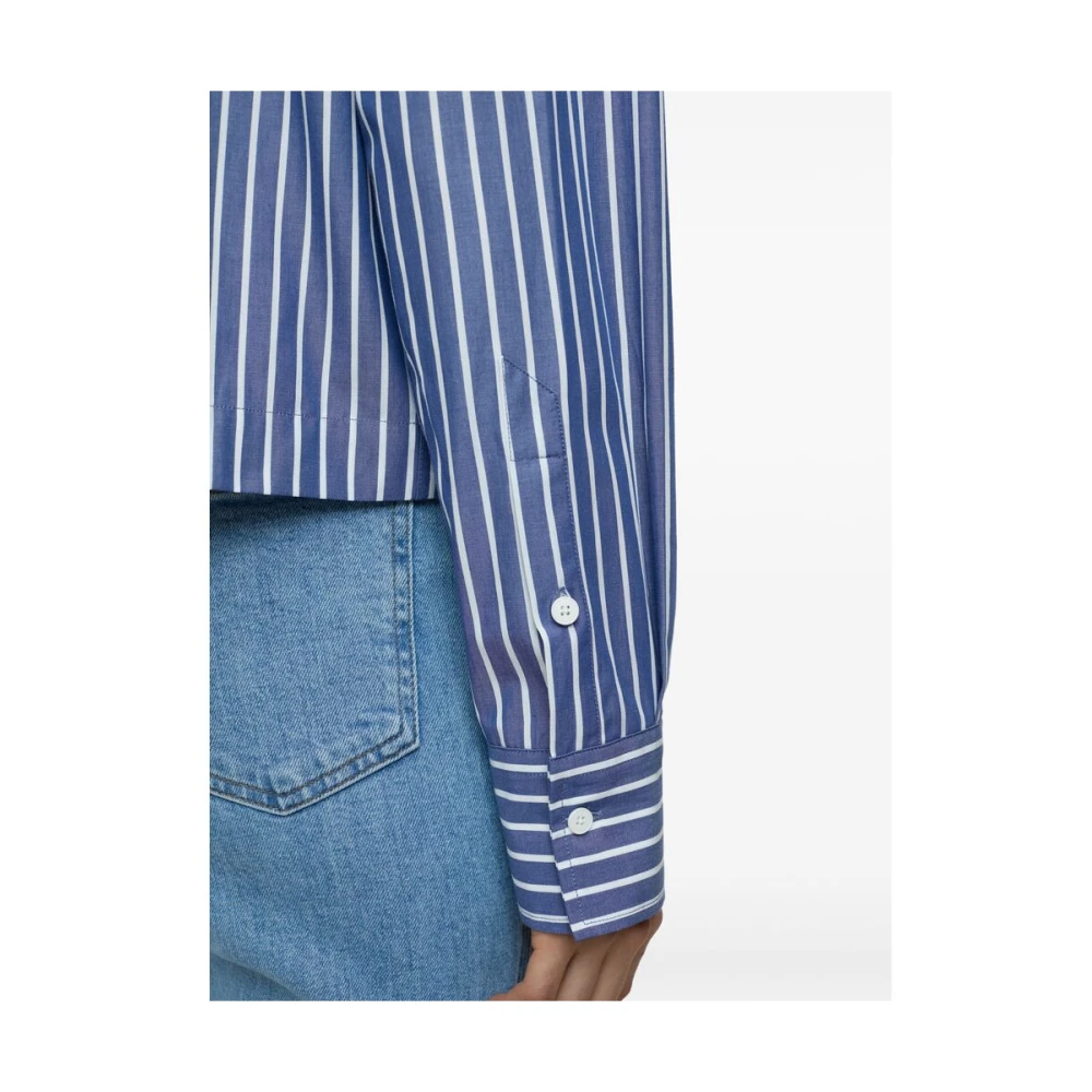 closed Navy Blue Button-Up Shirt Blue Dames