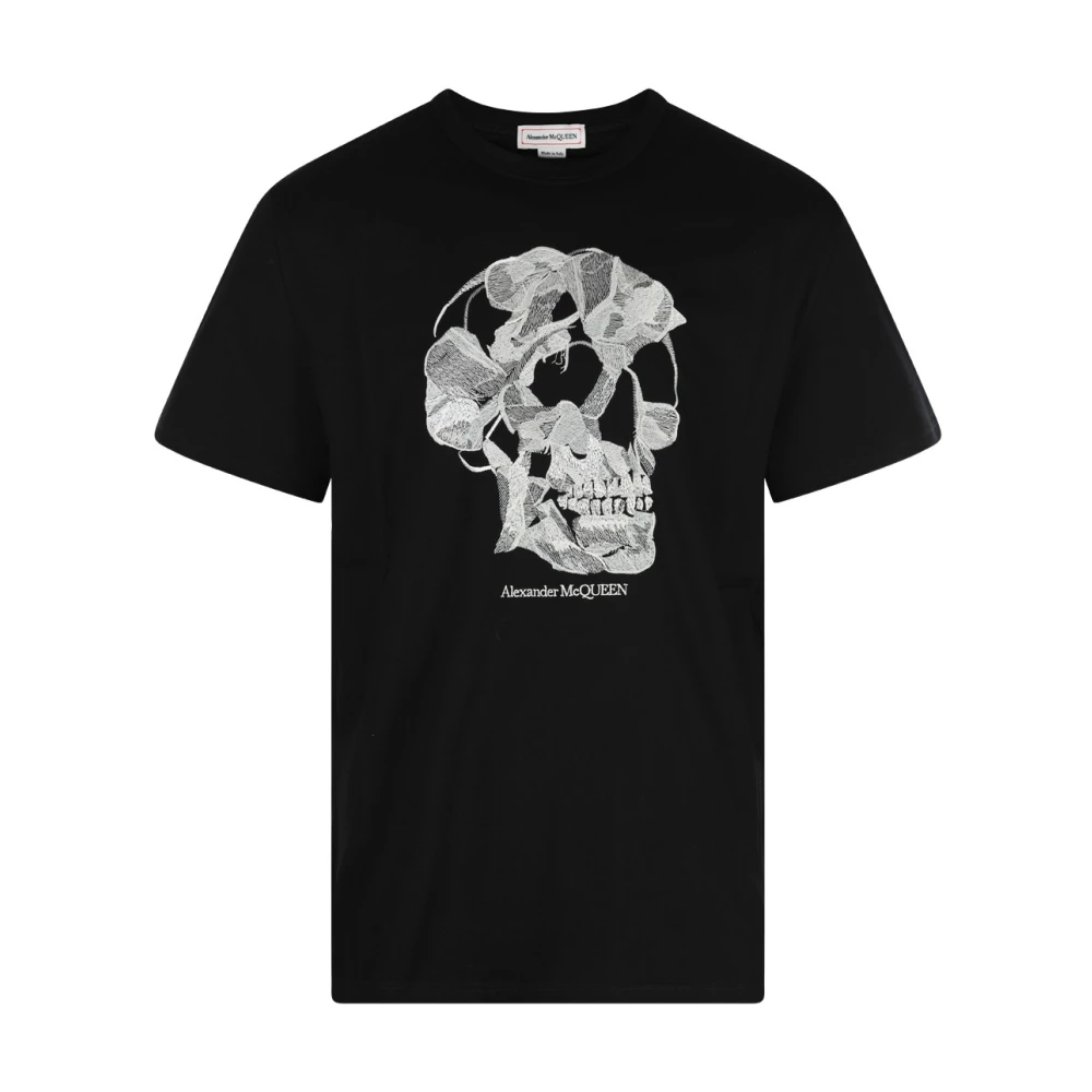 alexander mcqueen Zwart Katoenen T-shirt met Frontale Print Black Heren