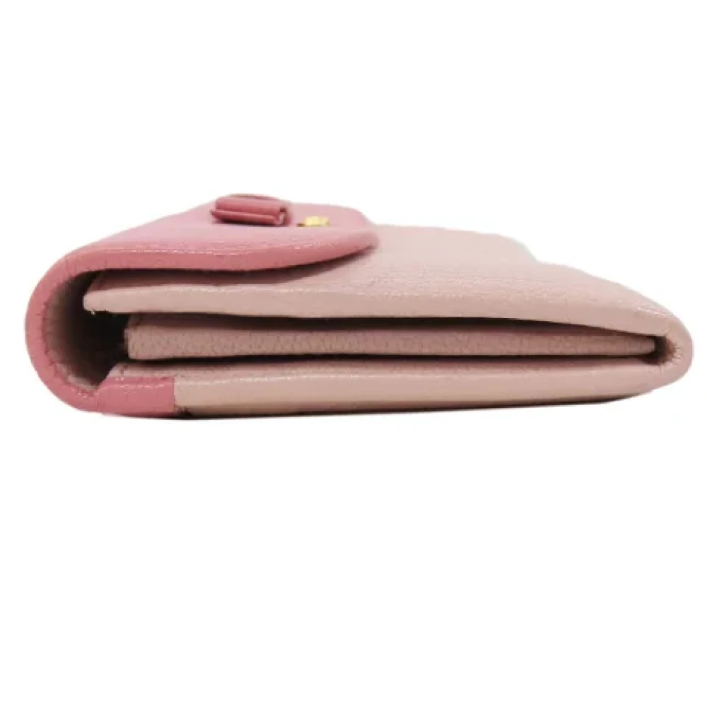 Miu Pre-owned Leather wallets Pink Dames