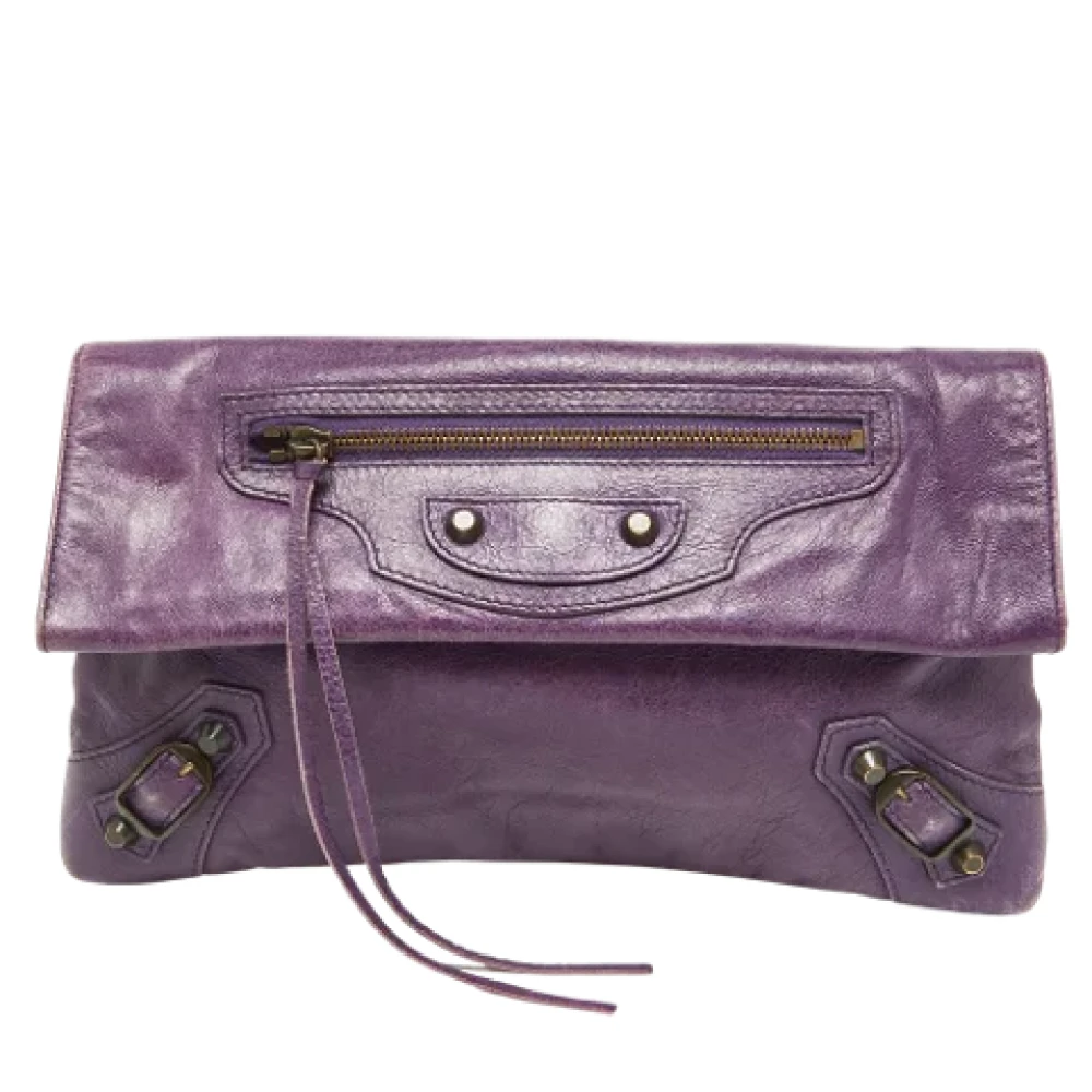 Balenciaga Vintage Pre-owned Leather clutches Purple Dames