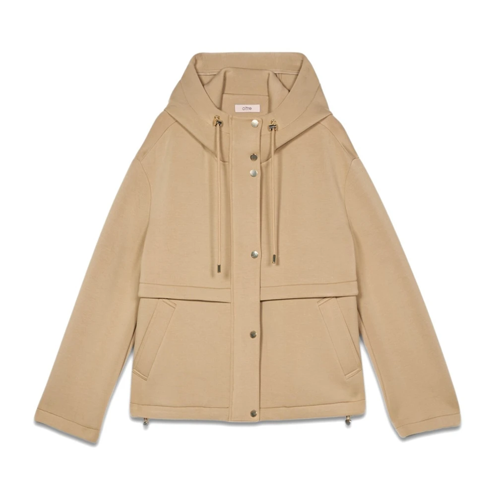 Oltre Jas van scuba met capuchon Beige Dames