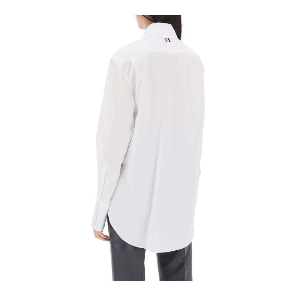 Thom Browne Oversized Poplin Shirt met Opvallende Kraag White Dames