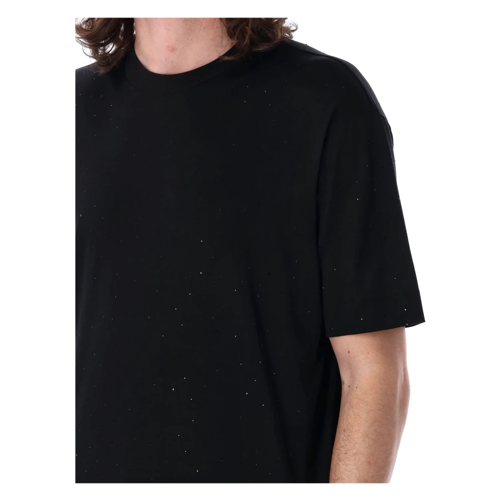 Emporio Armani Zwarte Ss25 T-shirt met Rhinestones Black Heren