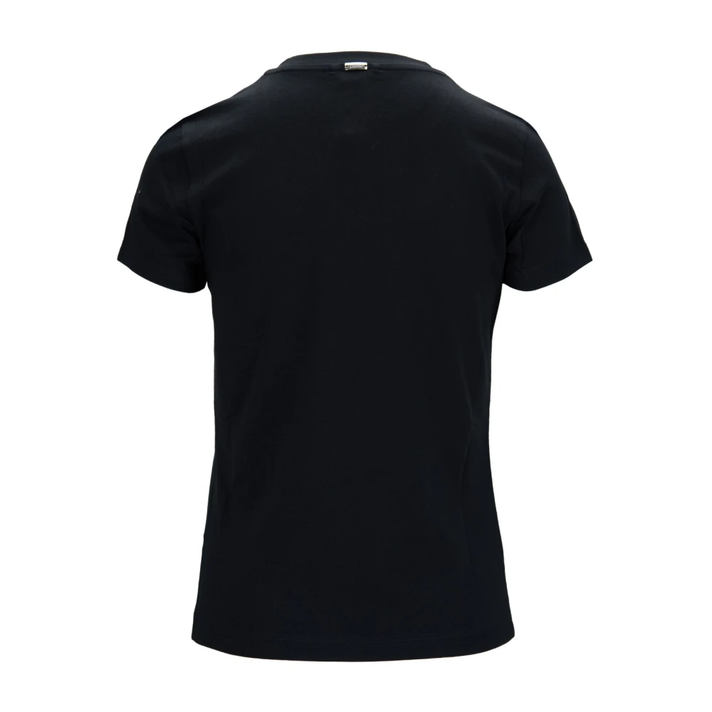 Herno Stijlvol T-shirt met Strass Logo Black Dames