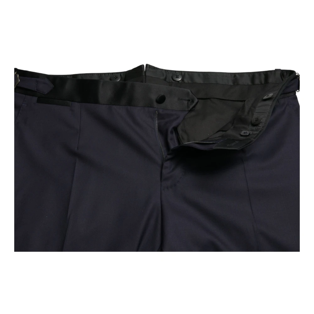 Dolce & Gabbana Elegante Geknipte Jurkbroek in Wol-Zijde Mix Blue Heren