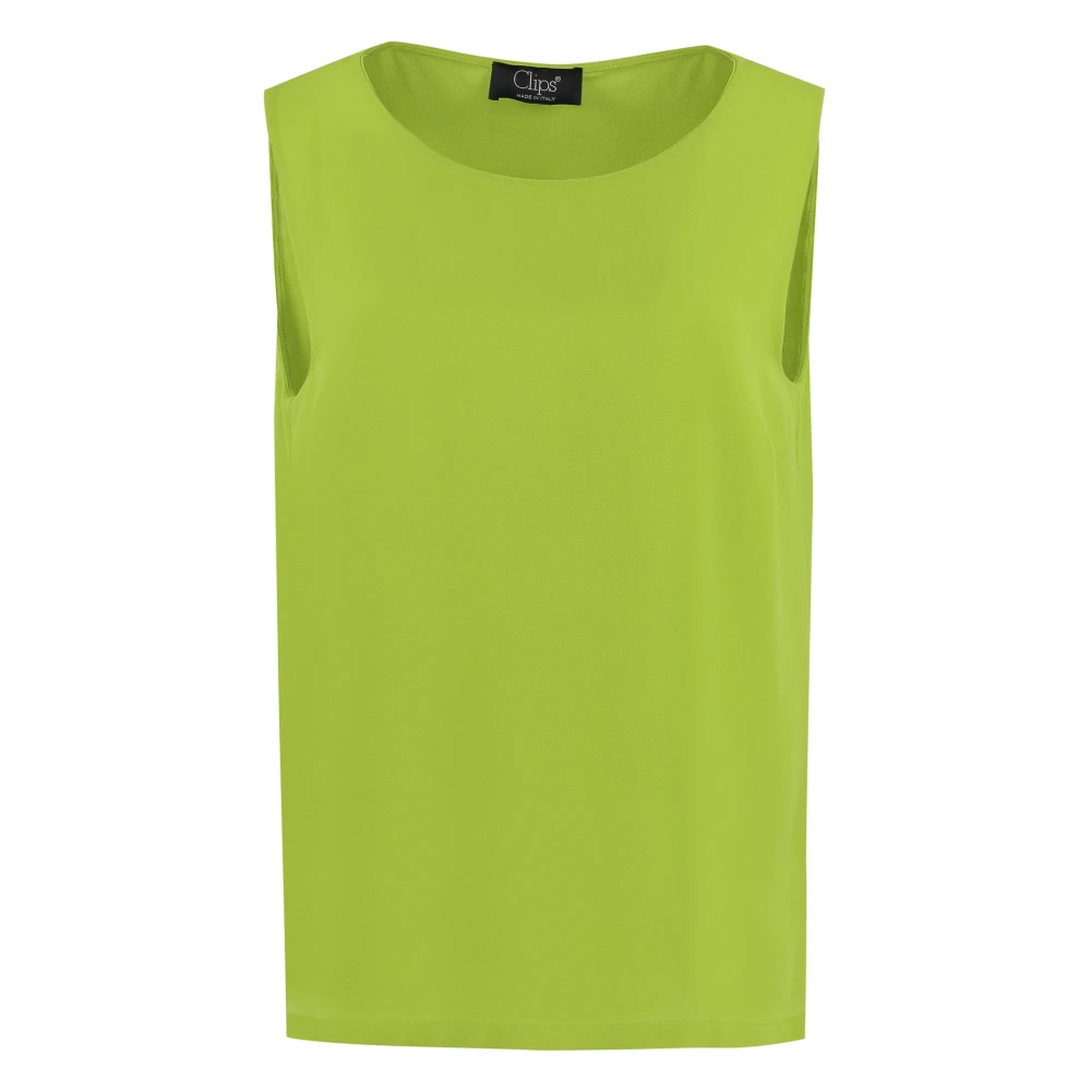 Clips Crêpe Blouse met -bow Kraag Green Dames