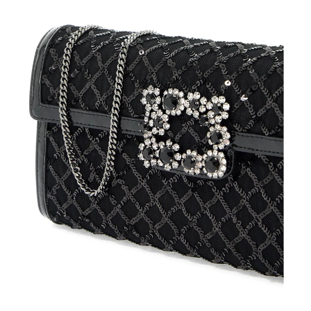 Roger Vivier Diamanten Pailletten Enveloppe Clutch Black Dames