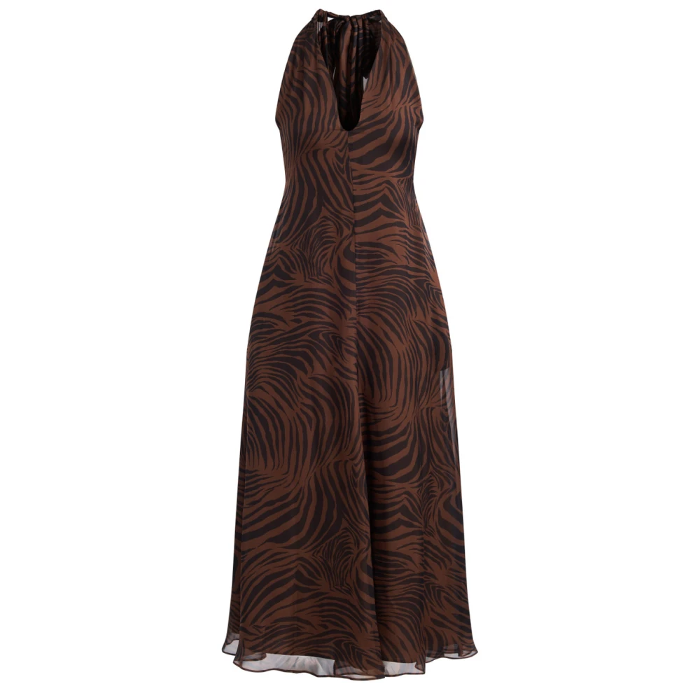 Max Mara Studio Kvinno Brun Klänningar Dam, S, Chiffong, Mstsalice Maxi Klänning