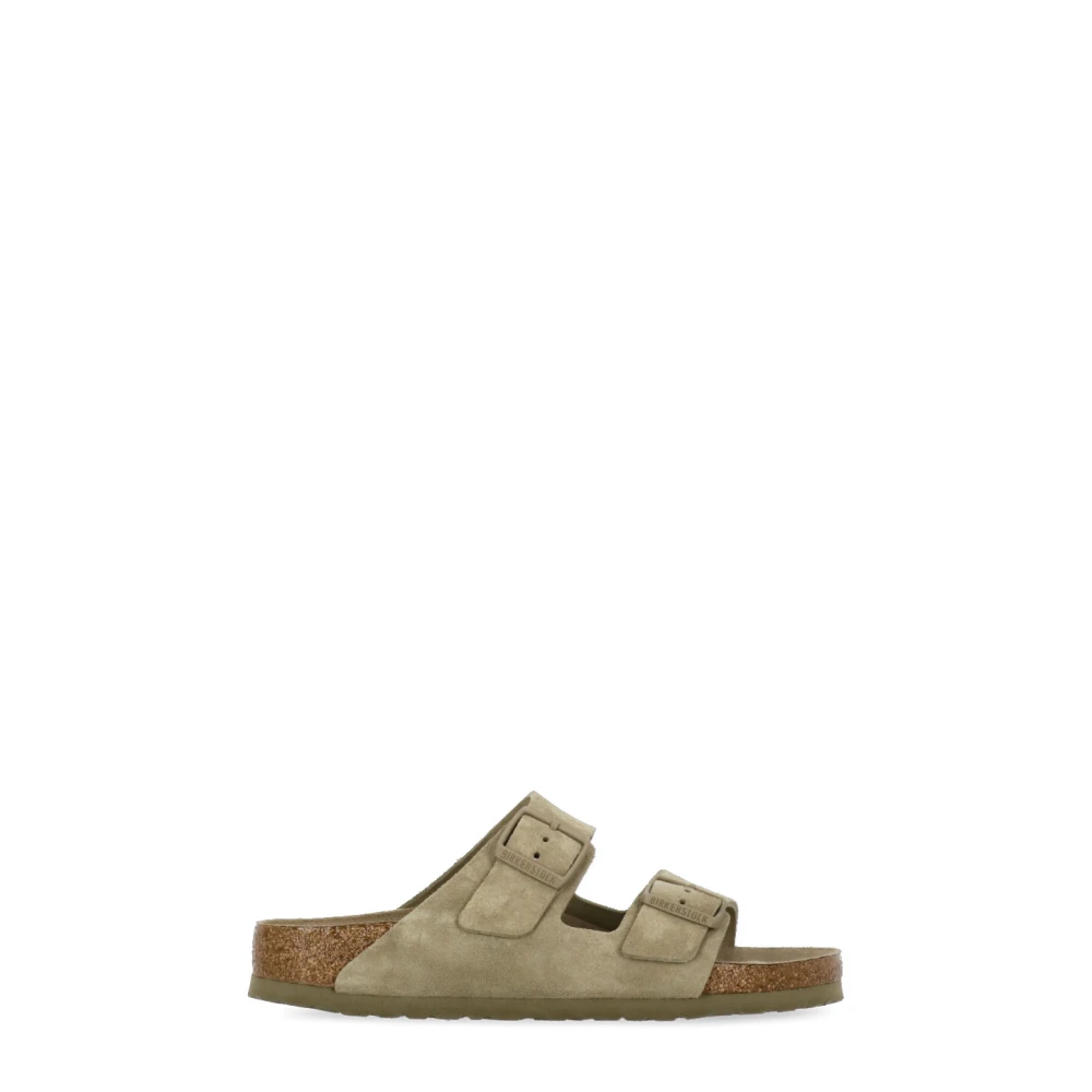 Birkenstock Grön mockaskinn-tofflor Beige, Dam