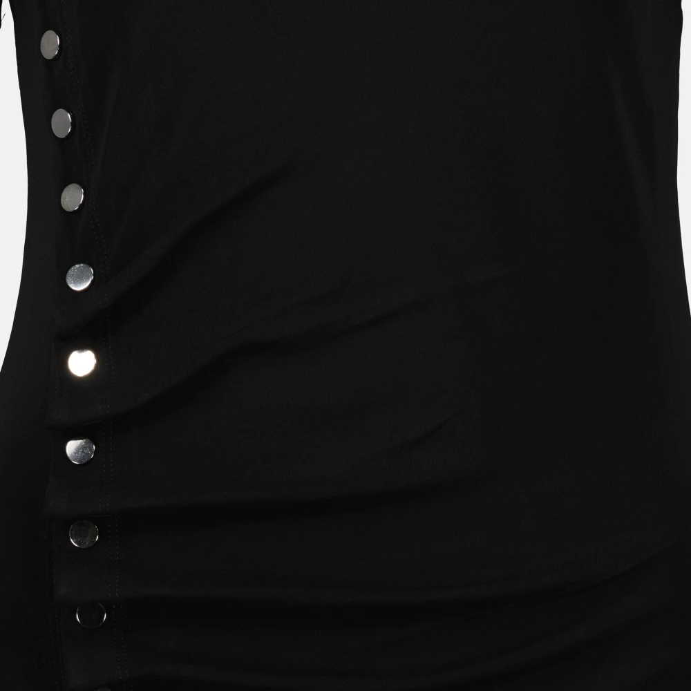 Paco Rabanne Zwarte gedrapeerde viscose jurk Black Dames