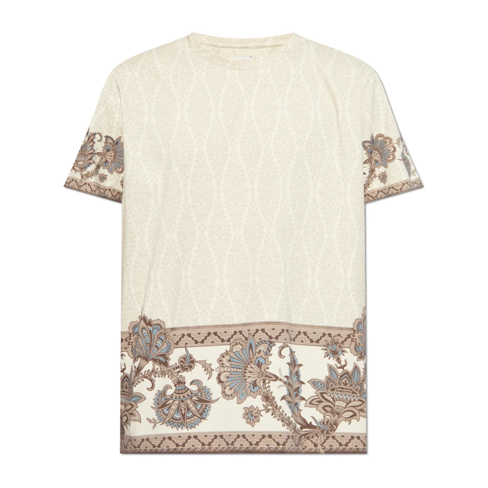 ETRO Katoenen T-shirt met print Beige Heren