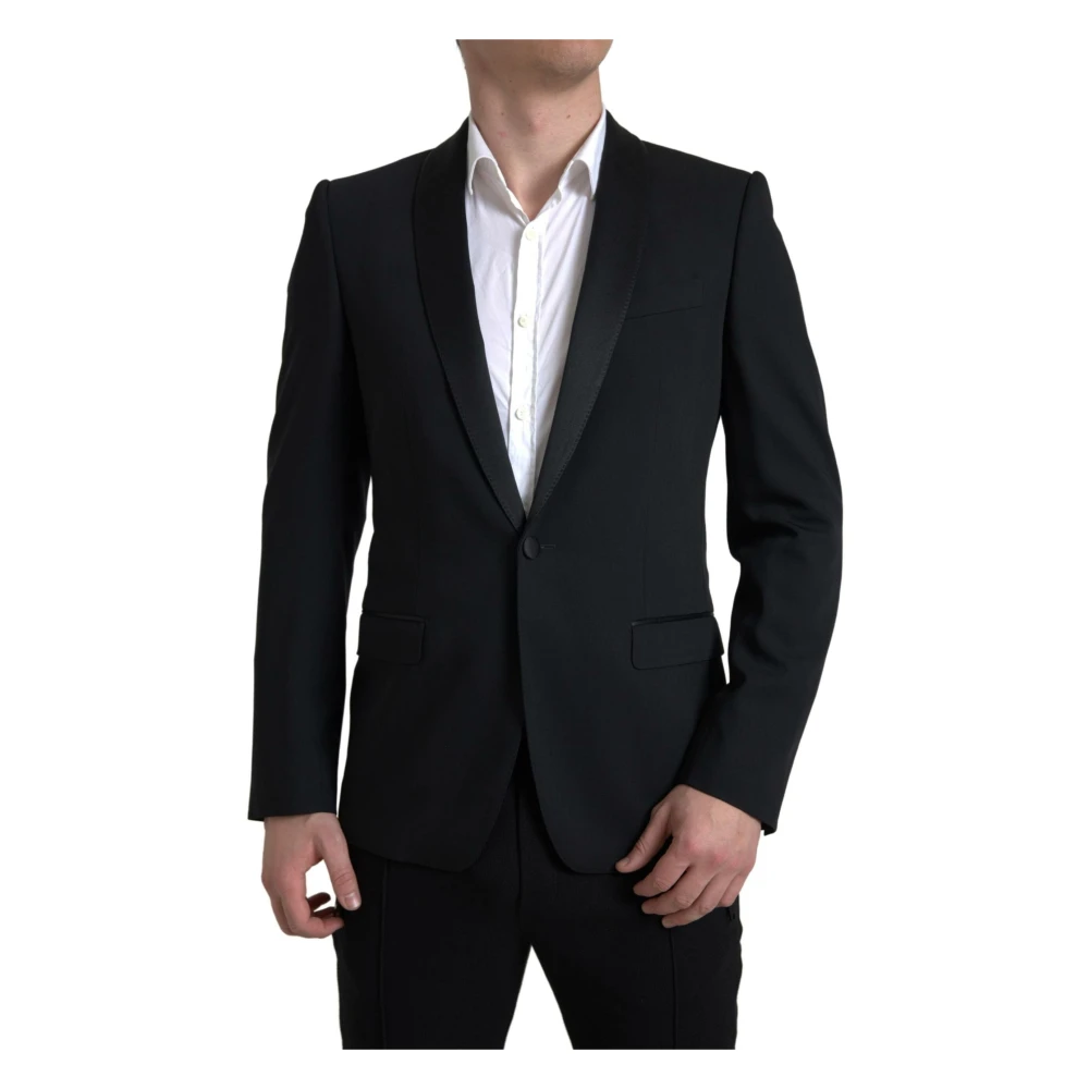 Dolce & Gabbana Authentieke wollen blazer met sjaalkraag Black Heren