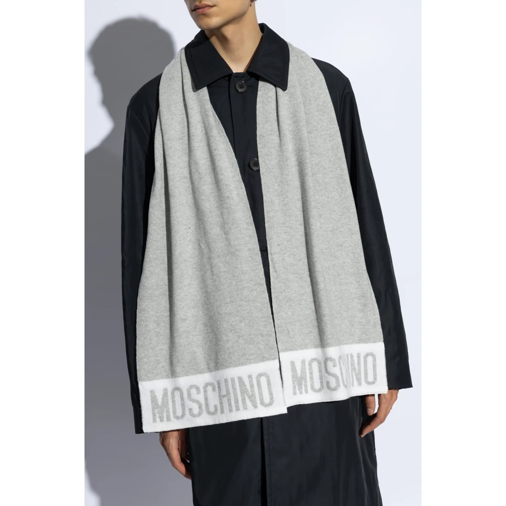 Moschino Sjaal met logo Gray Unisex