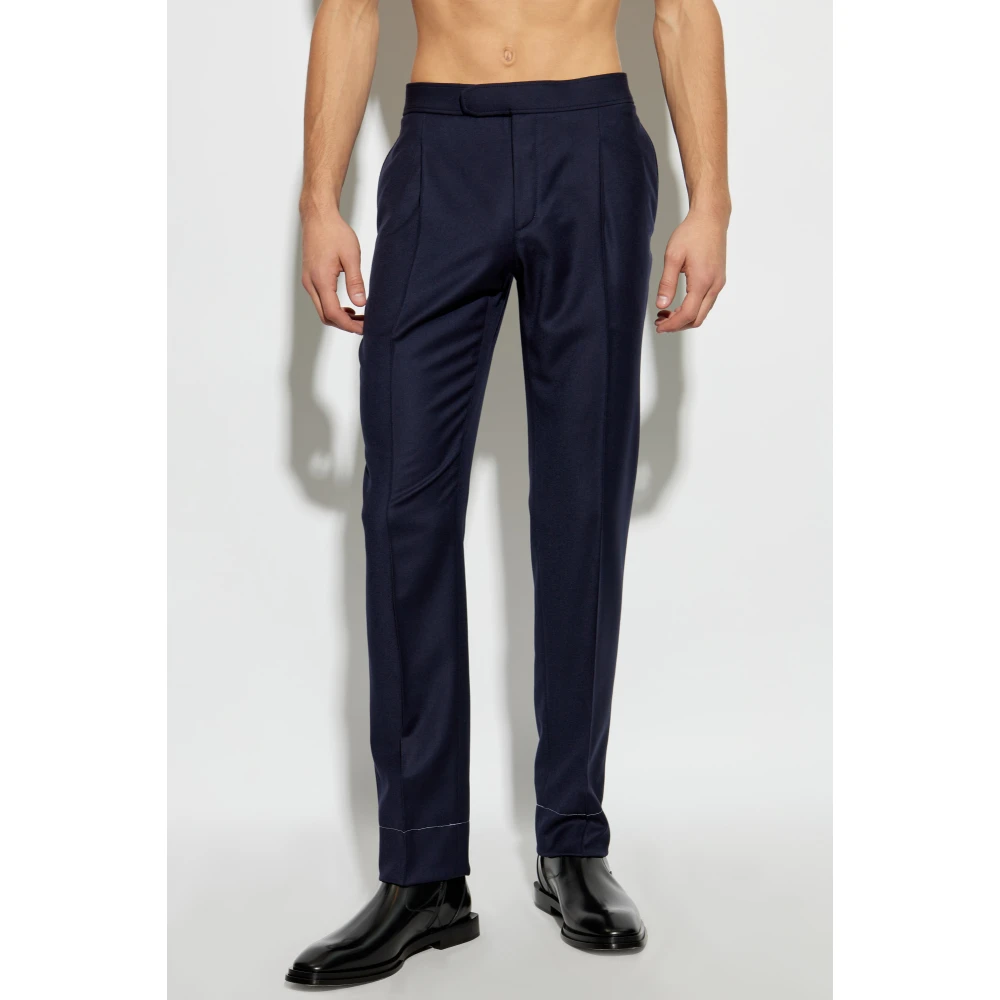 Brioni Wollen broek met vouw Blue Heren