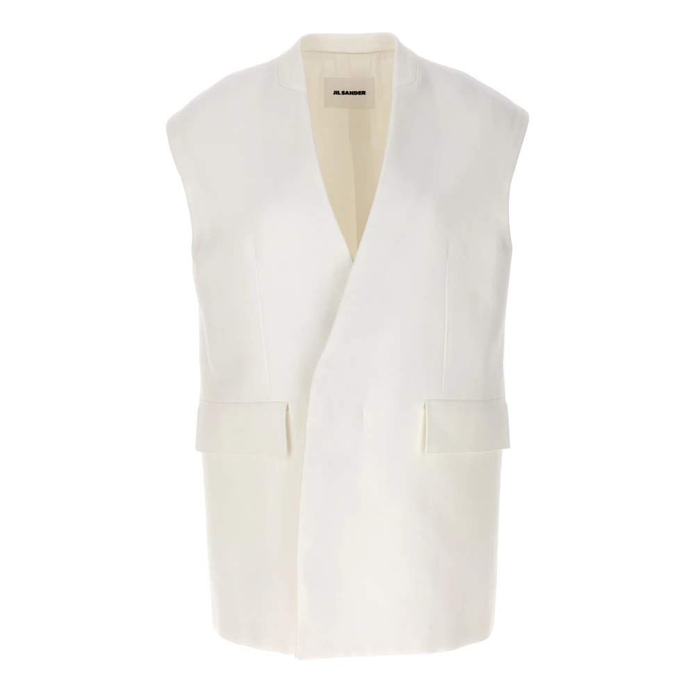 Jil Sander Women's White Oversize Tailored Vest - Waistcoats - Xs - Jackets