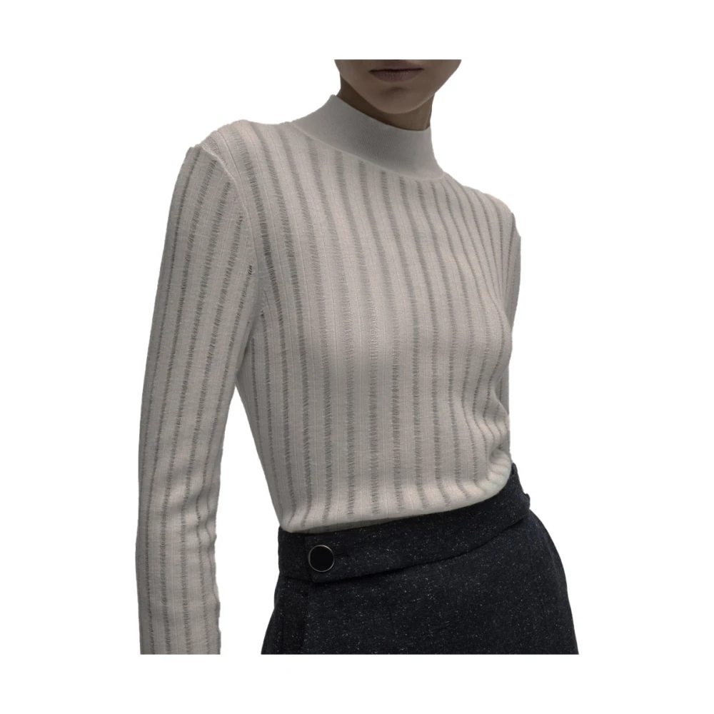 Hugo Boss Gestructureerde Turtleneck Sweater Grijs Gray Dames