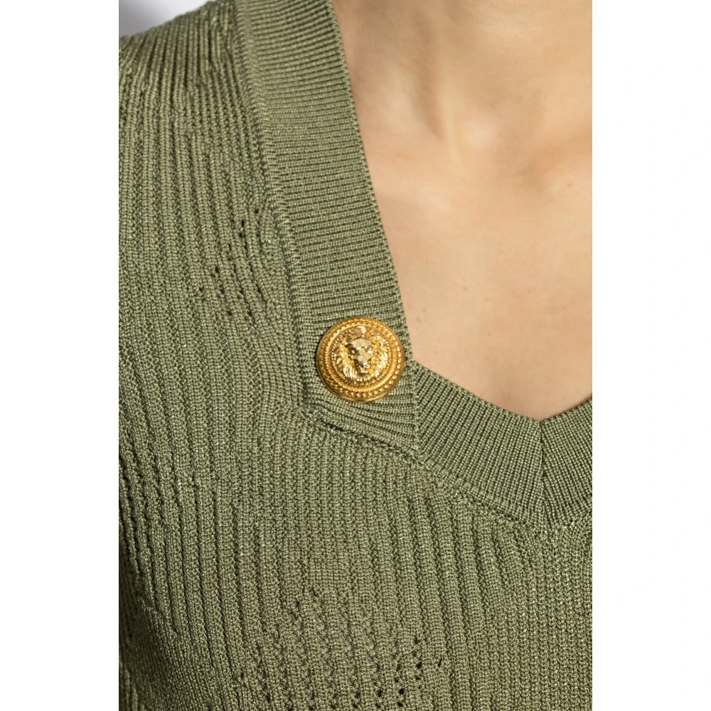 Balmain Jurk met korte mouwen Green Dames