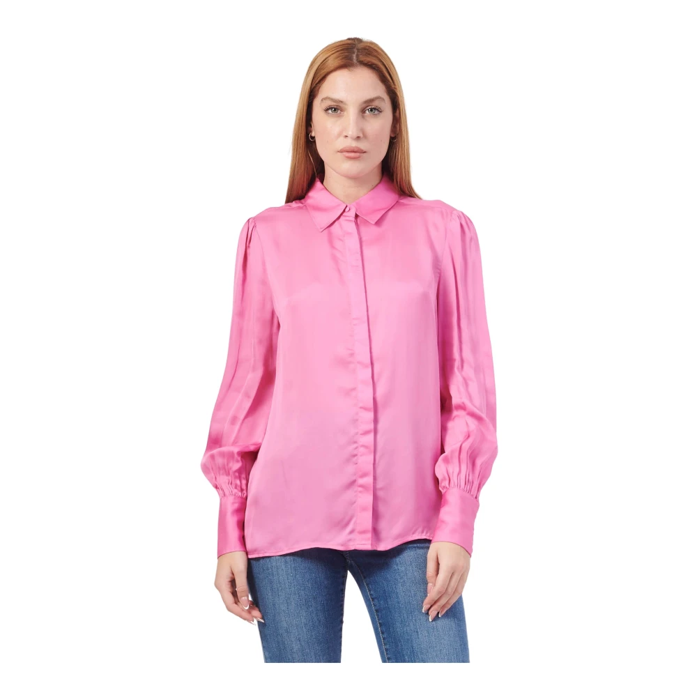 Fracomina Roze Zijde Viscose Klassieke Kraag Shirt Pink Dames