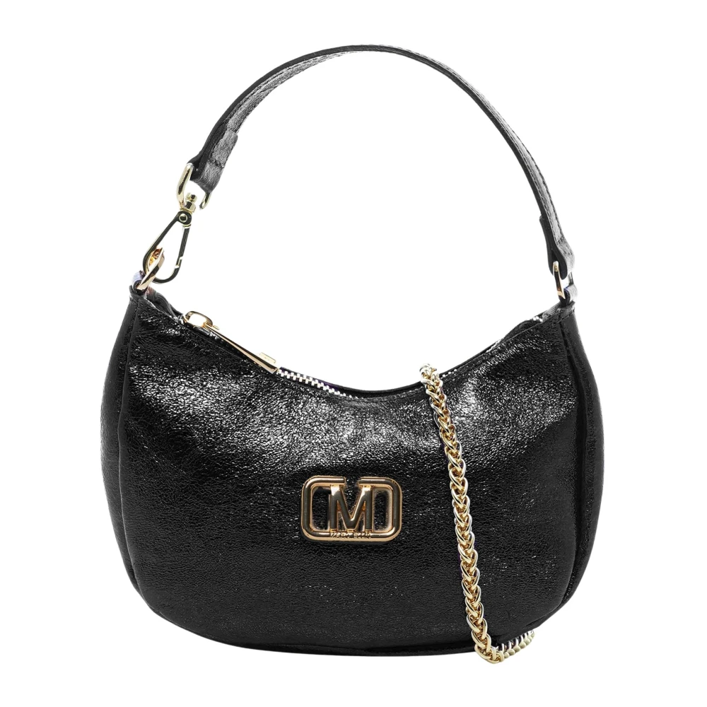 Marc Ellis Zwarte Schoudertas met Gouden Logo Black Dames