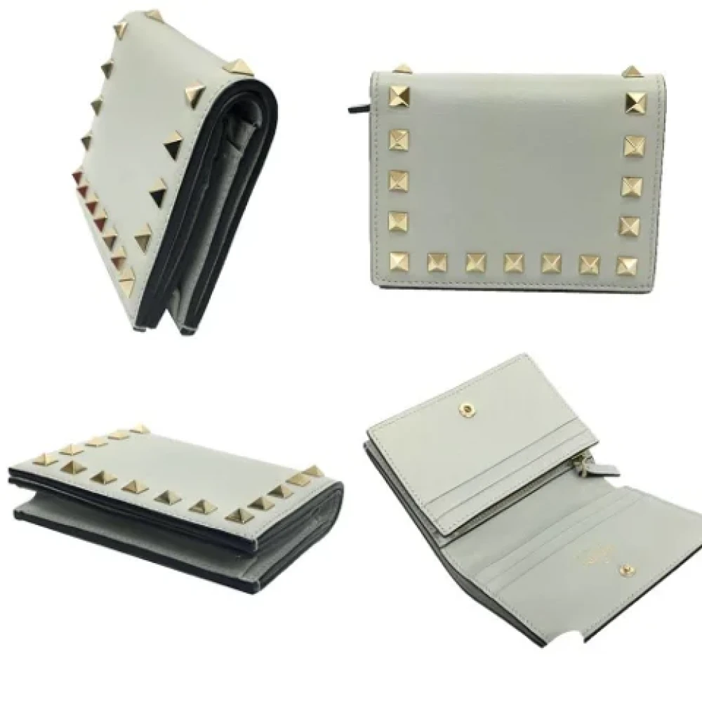 Valentino Vintage Pre-owned Leather wallets Gray Dames