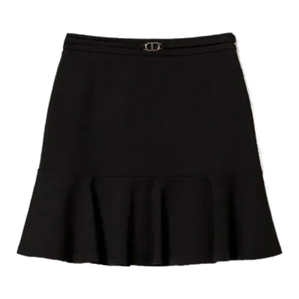 Twinset Casual Viscose Blend Elastische Rok Black Dames