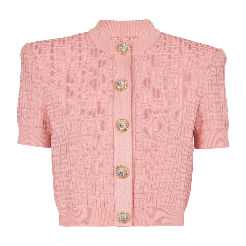 Balmain PB Labyrinth gebreide vest Pink Dames