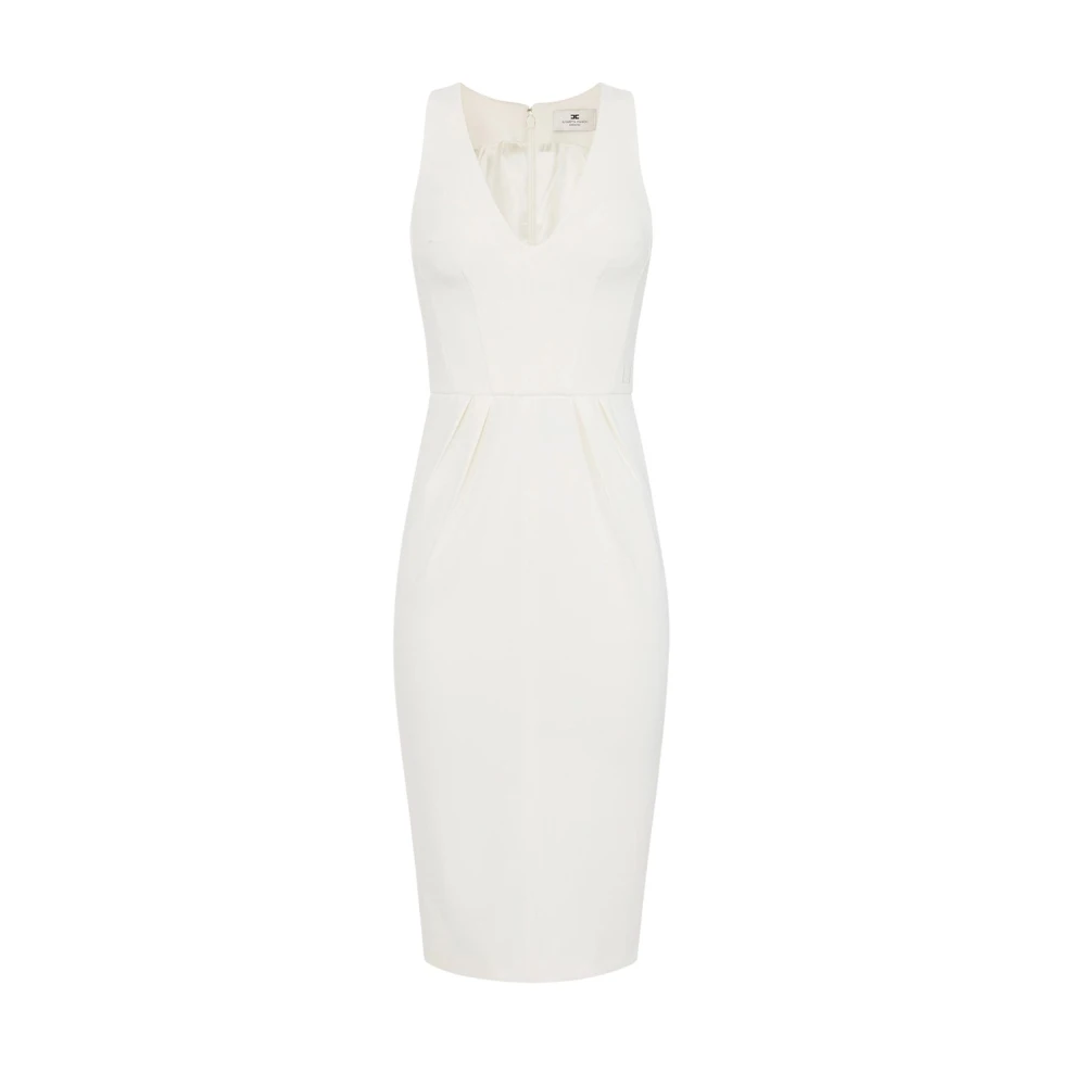 Elisabetta Franchi White Midi Dresses, Female, S, Crepe Dress