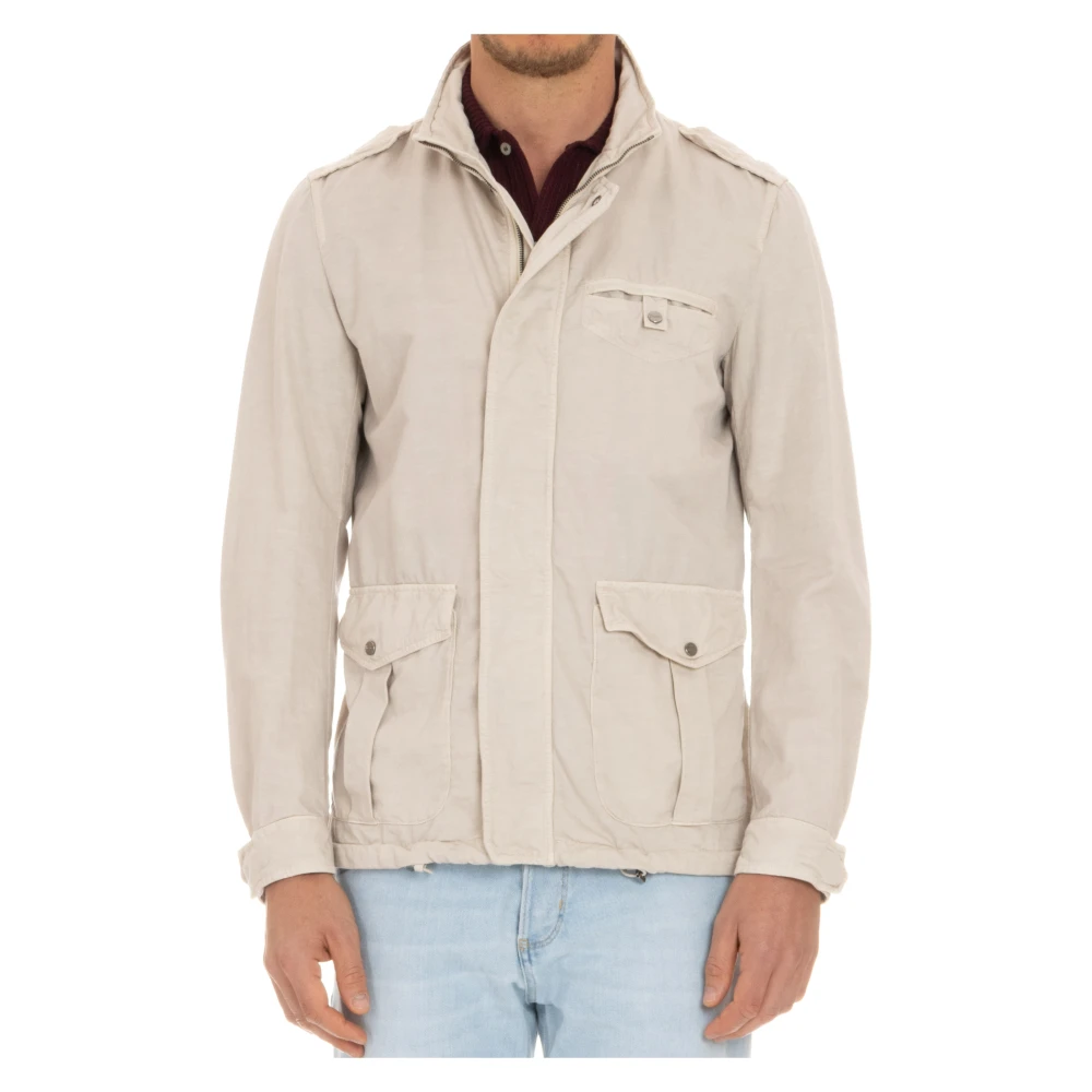 Beige Field Jacket Bomuld Linned