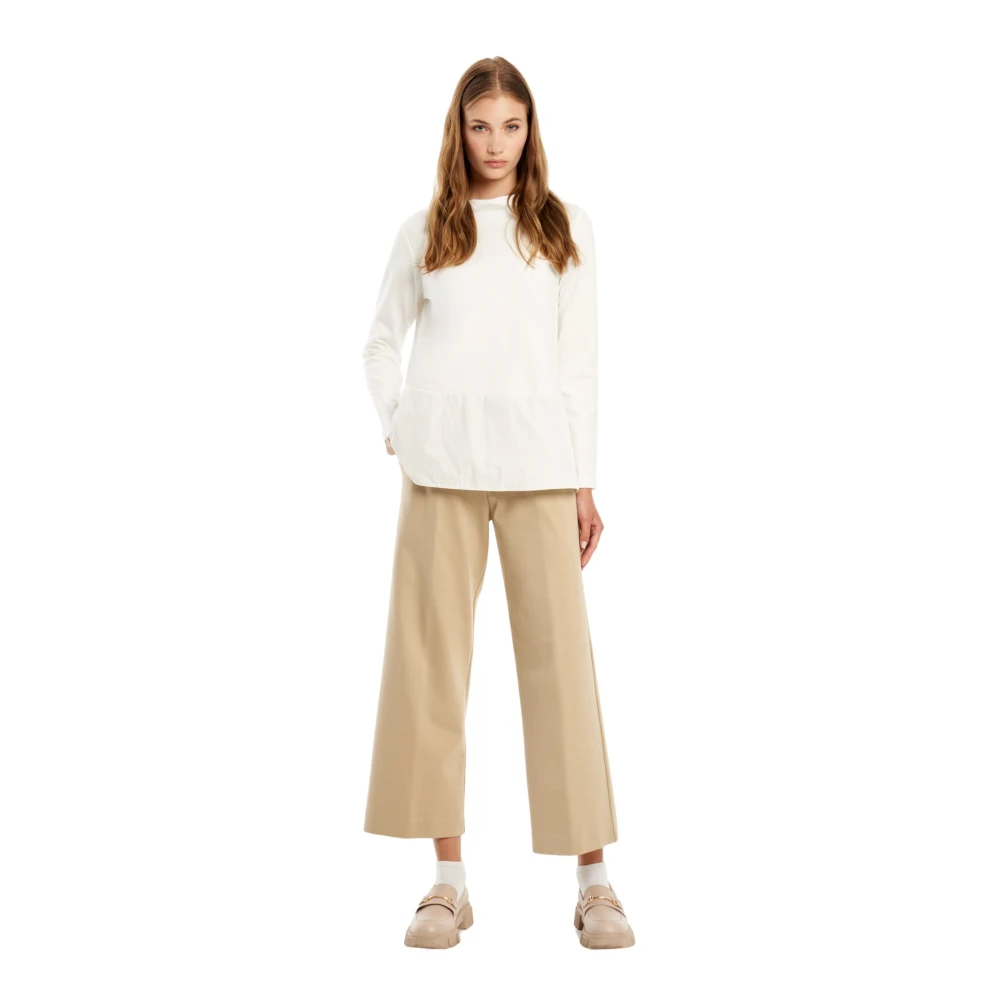Vicario Cinque Ontspannen Elegante Wijde Broek Beige Dames