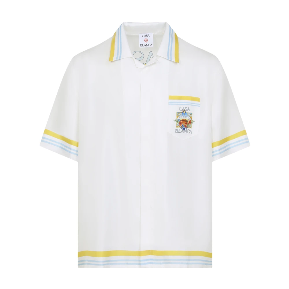 Casablanca Men's White Short Sleeve Shirts, L, Mss26sh00304 Silk Shirt