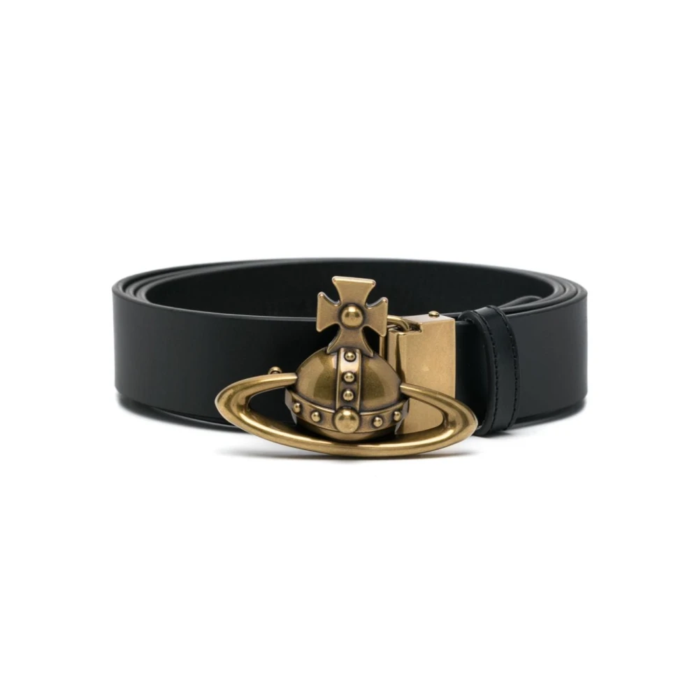 Vivienne Westwood Zwart Leren Orb Gesp Riem Black Dames