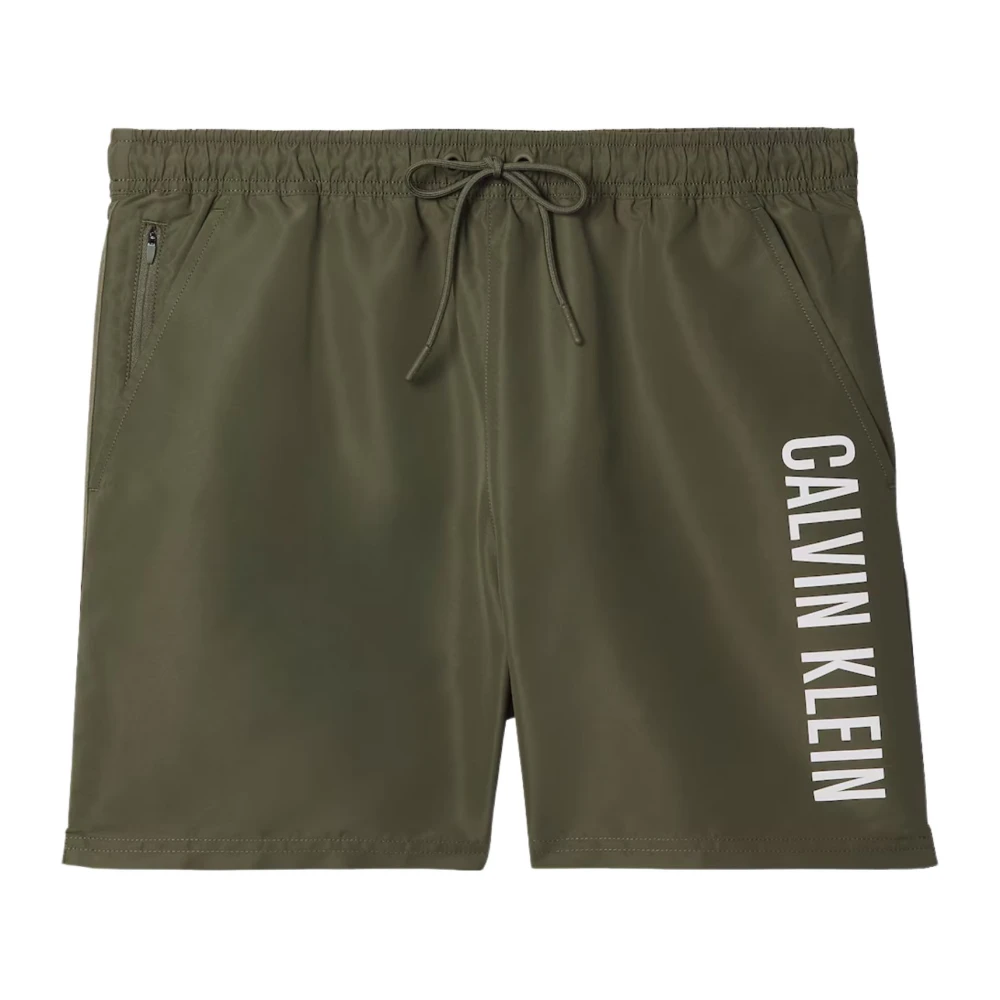 Calvin Klein Men's Green Medium Drawstring Swim Shorts - Beachwear - S - Swimwear