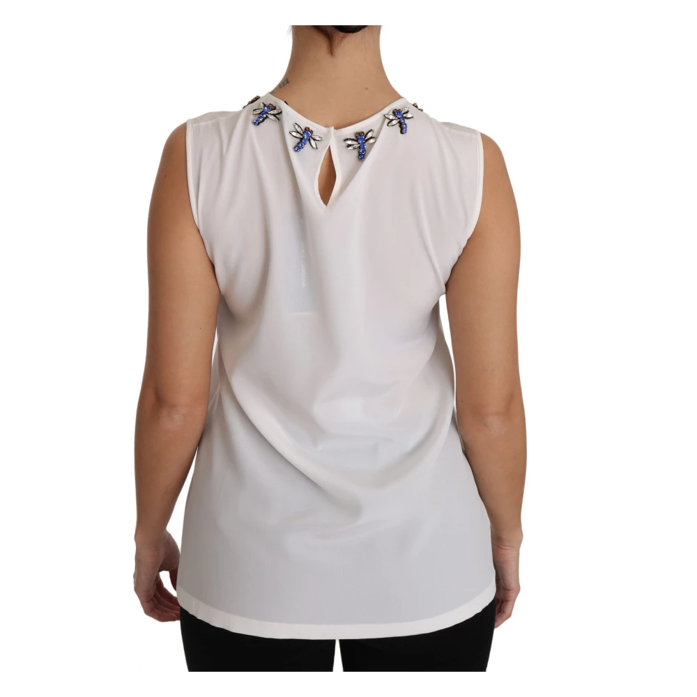 Dolce & Gabbana Sprookjesachtige Kristalversierde Blouse White Dames