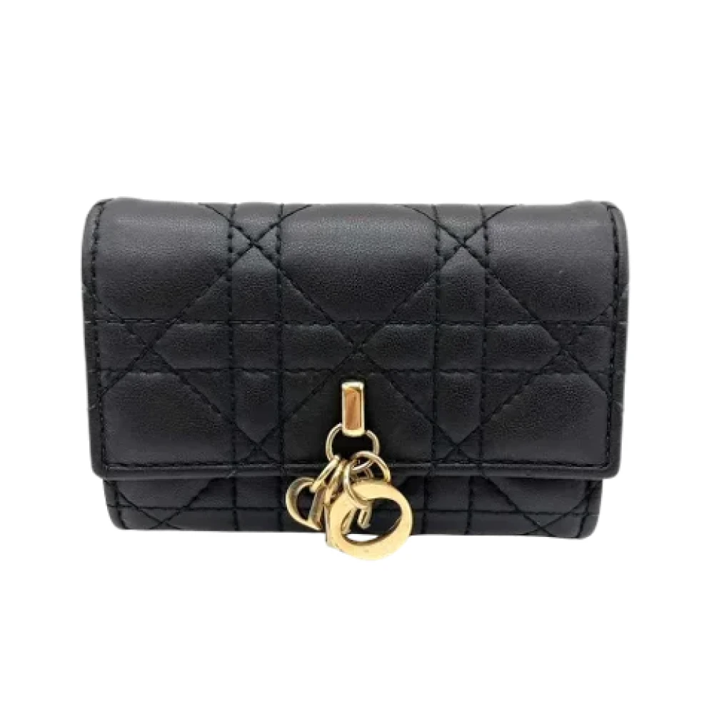 Dior Vintage Pre-owned Leather wallets Black Dames
