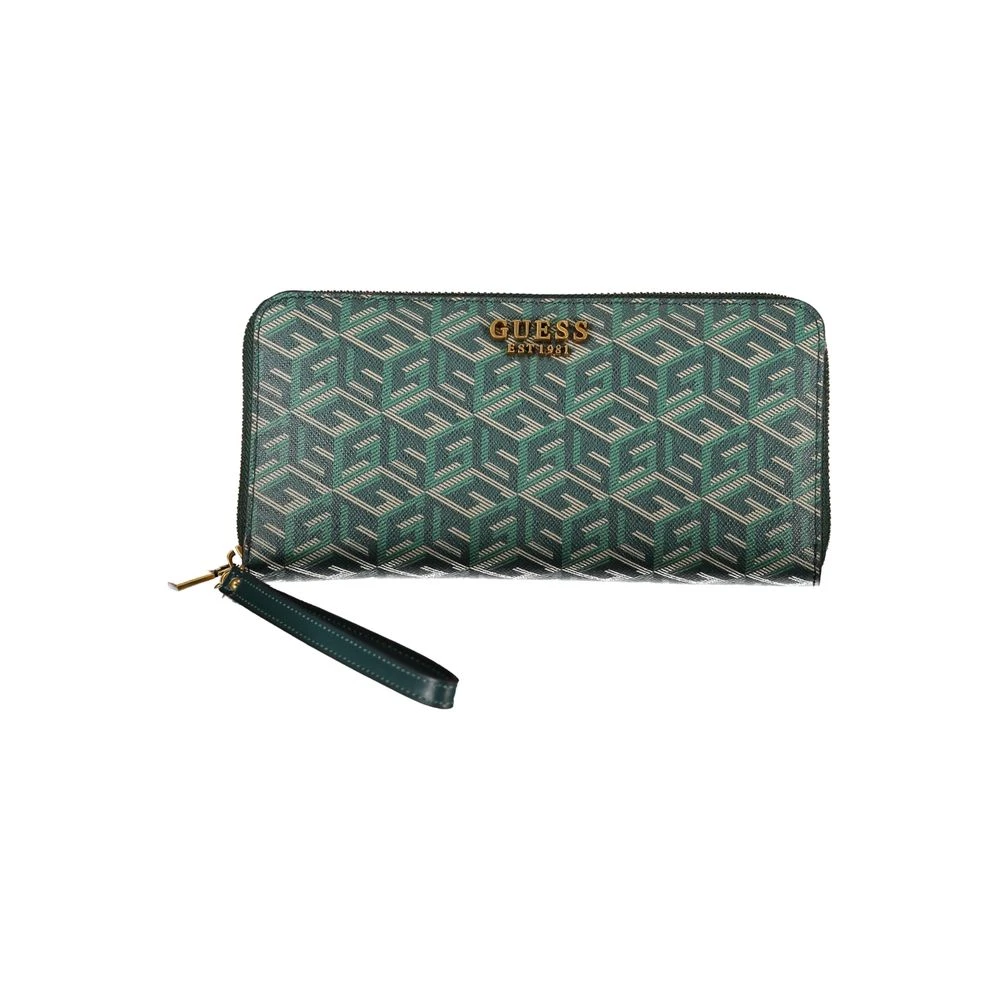 Guess Elegante groene designerportemonnee met contrasterende details Green Dames