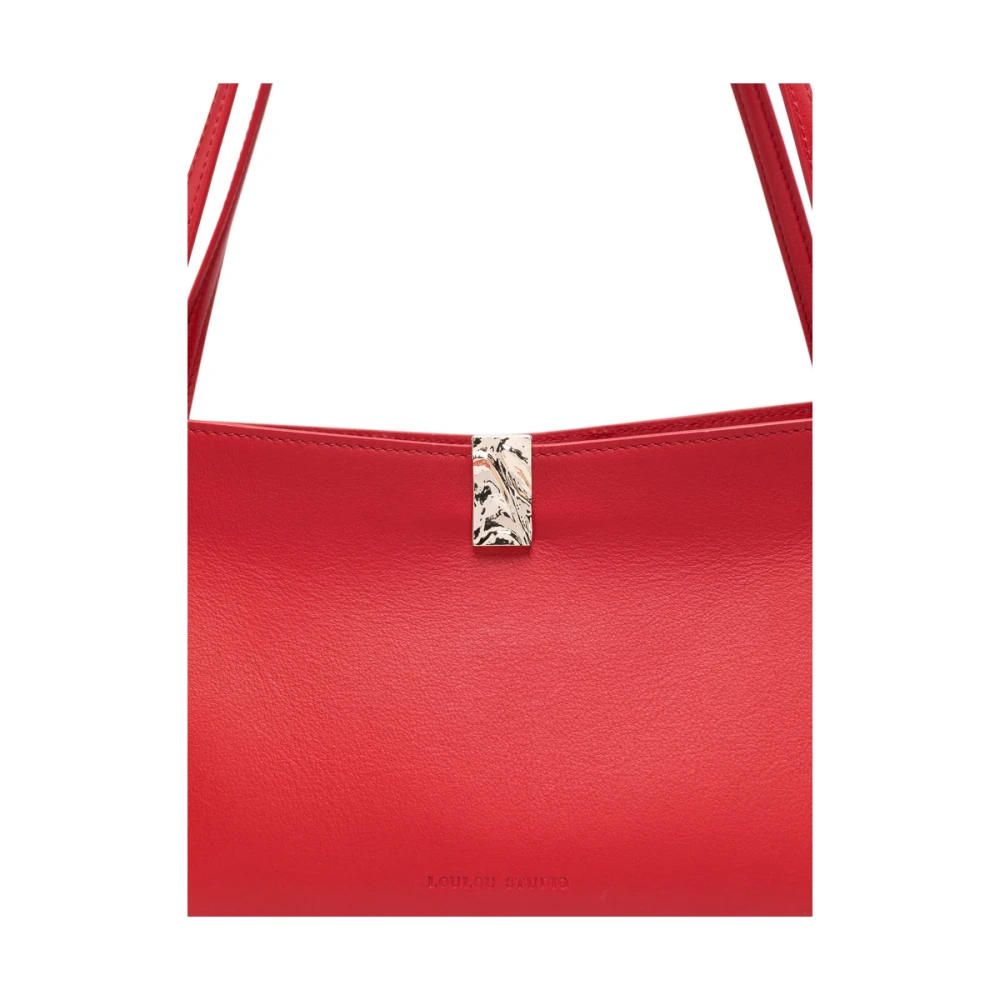 Loulou Studio Zwarte Schoudertas met Magnetische Sluiting Red Dames