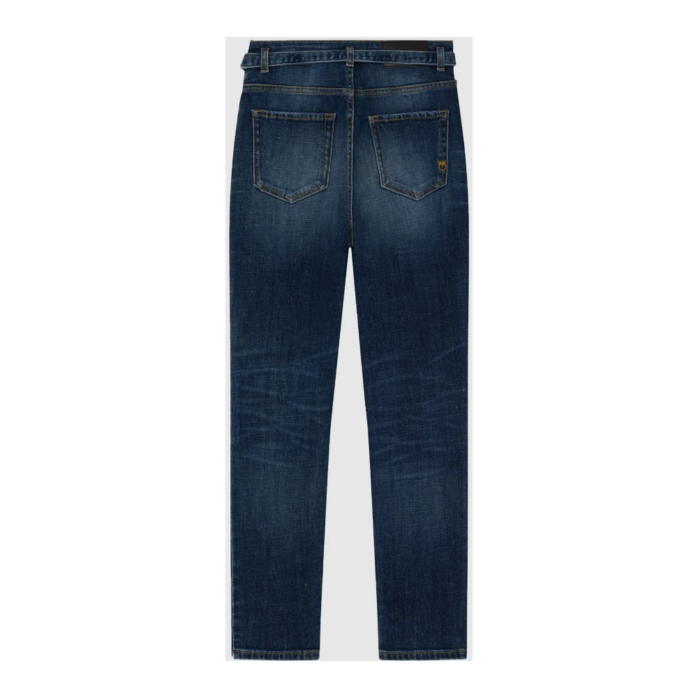 pinko High-Waisted Skinny Jeans met Love Birds Gesp Blue Dames