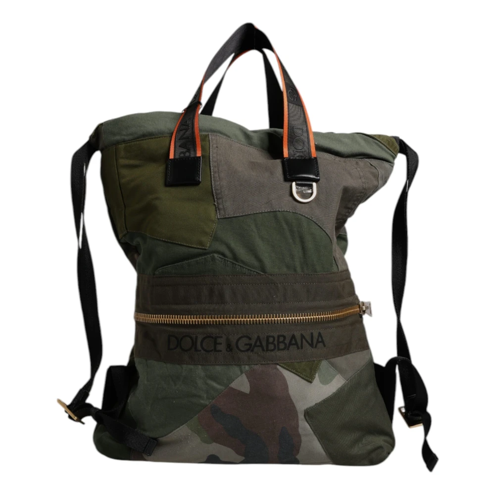 Dolce & Gabbana Unisex Groente Tassen Groen, One Size, Militaire Groene Patchwork Rugzak