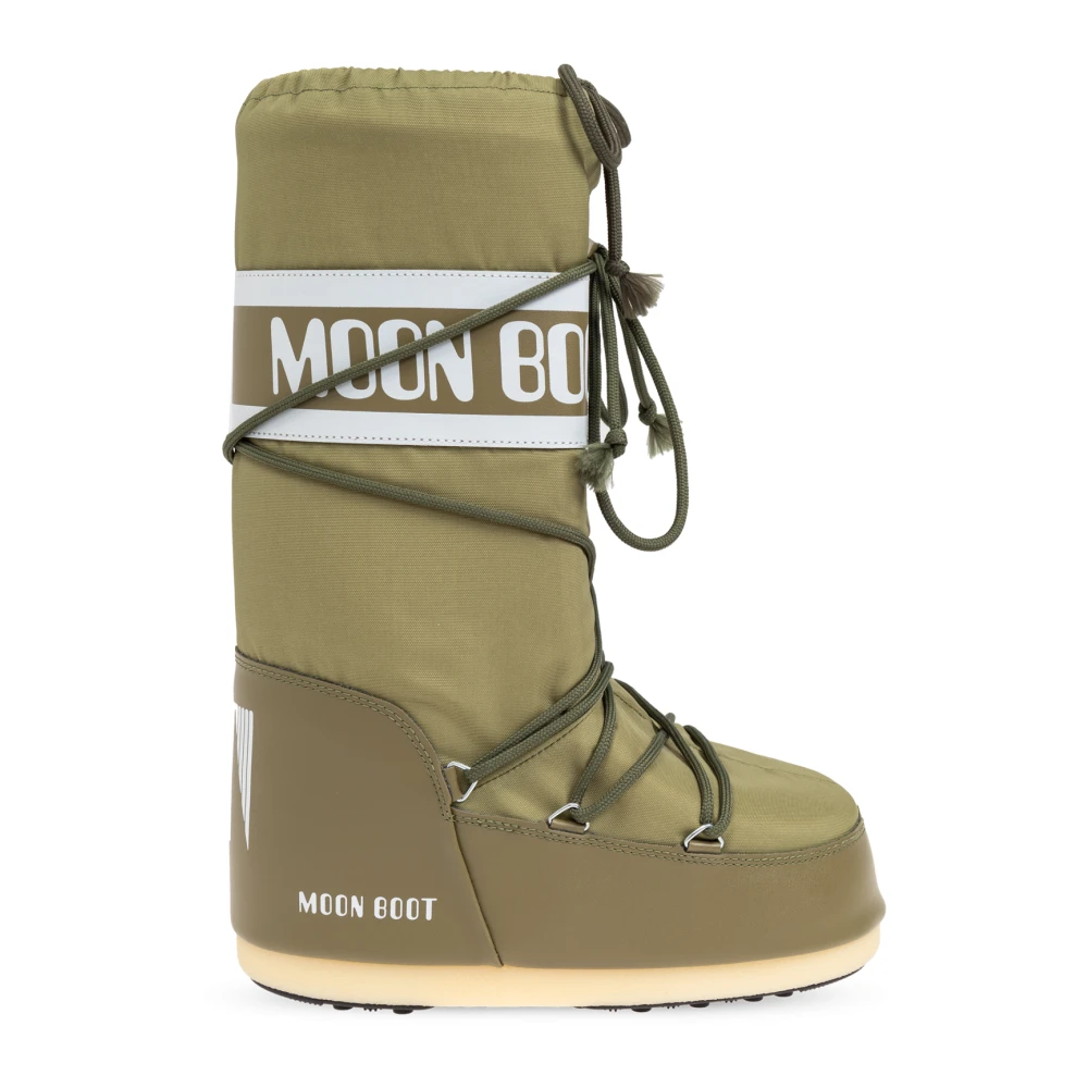 Moon Boot Women's Green Snow Boots Icon Nylon