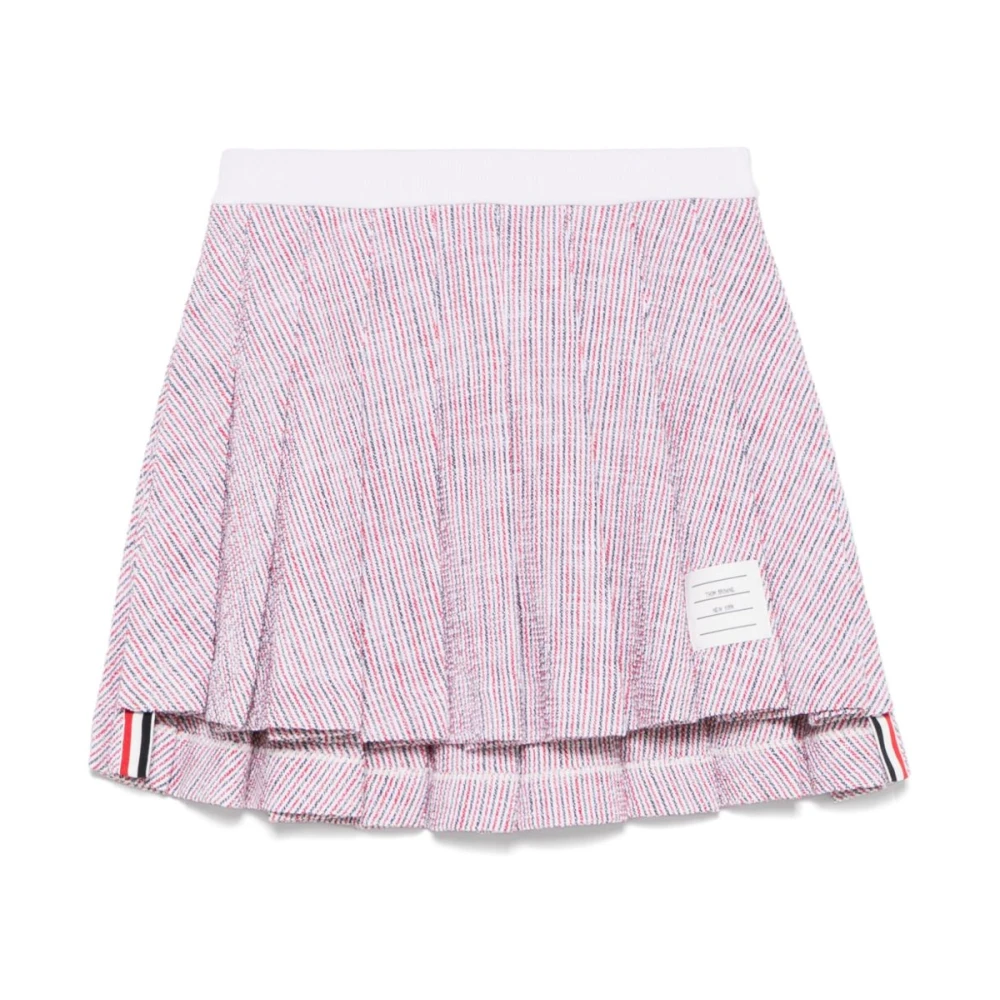 Thom Browne Gestreekte A-Lijn Geplooide Rok Pink Dames