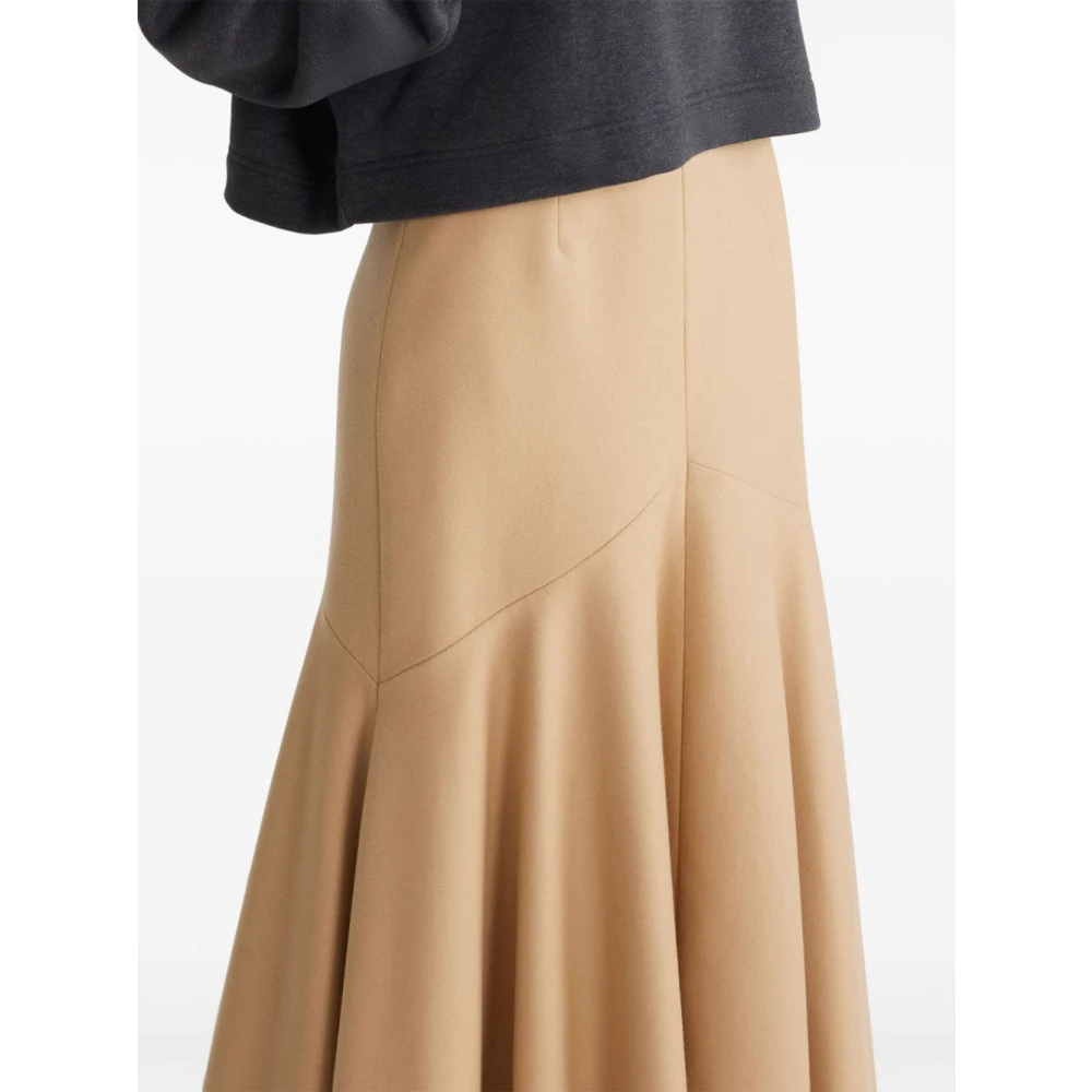 Patou Beige Zeemeermin Geplooide Wollen Rok Beige Dames