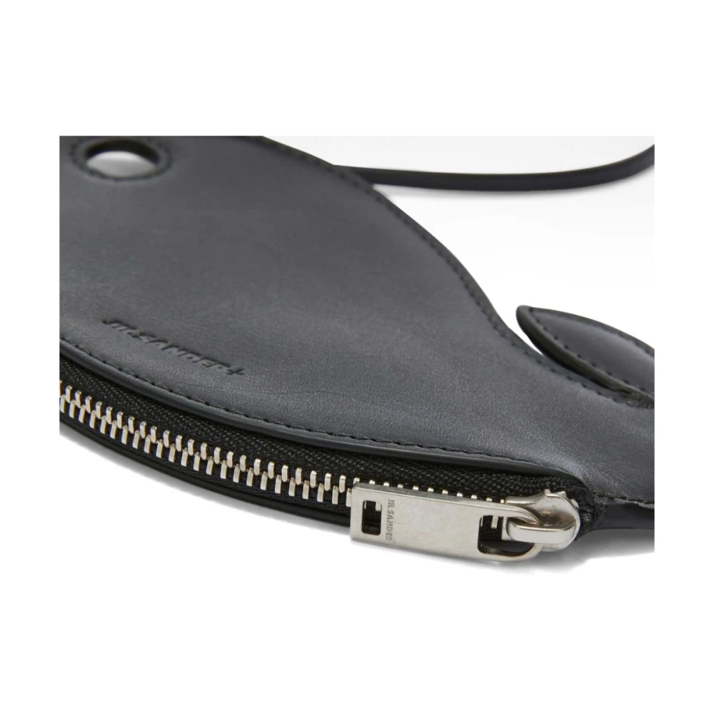 Jil Sander Zwarte leren portemonnee met walvismotief Black Dames
