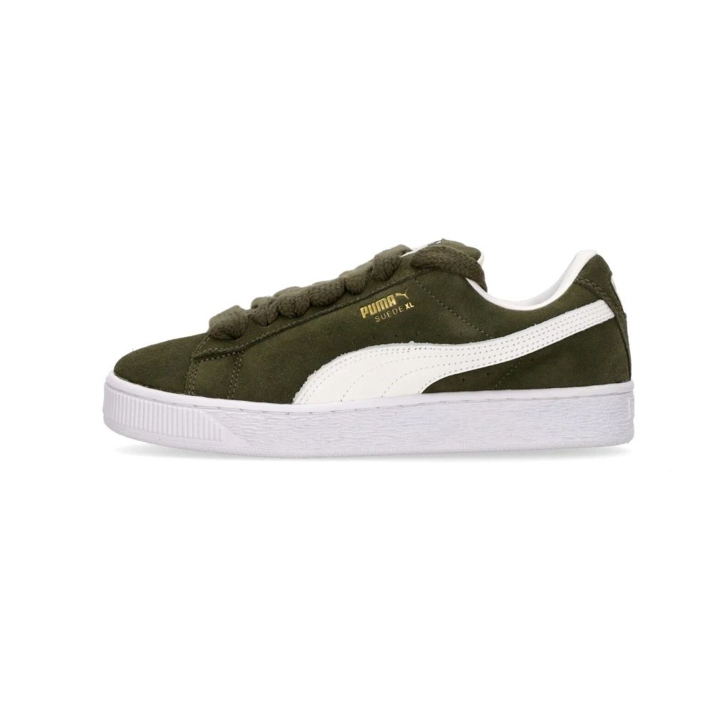 Puma Men's Green Suede Low Shoe Dark Olive/White - Sneakers - 4 Uk - Shoes