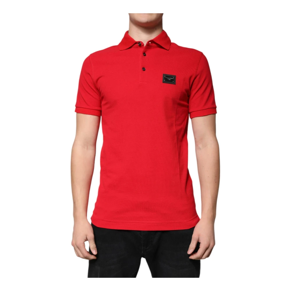 Dolce & Gabbana Rood Logo Kraag Polo T-shirt Red Heren