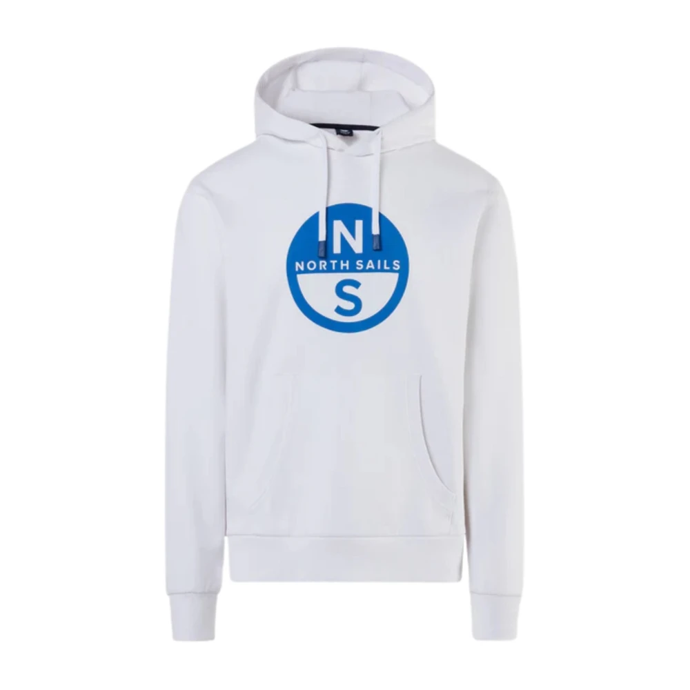 North Sails Men's White Cotton Hoodie With Big Logo - Hoodies - S - Sweatshirts & Hoodies