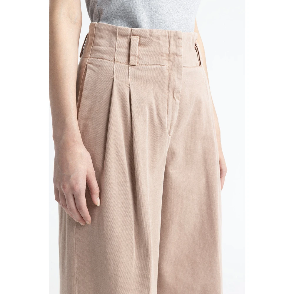 PESERICO Katoenen gabardine palazzo broek Pink Dames