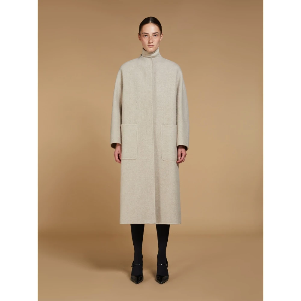 Max Mara Elegante Cashmere Jas met Stijlvolle Silhouet Beige Dames