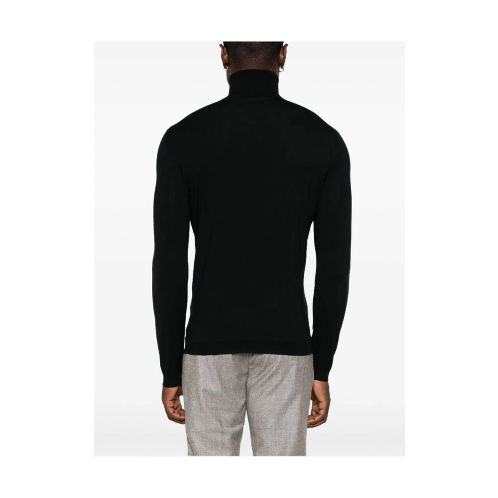 Goes Botanical Zwarte Merinowol Coltrui Sweater Black Heren