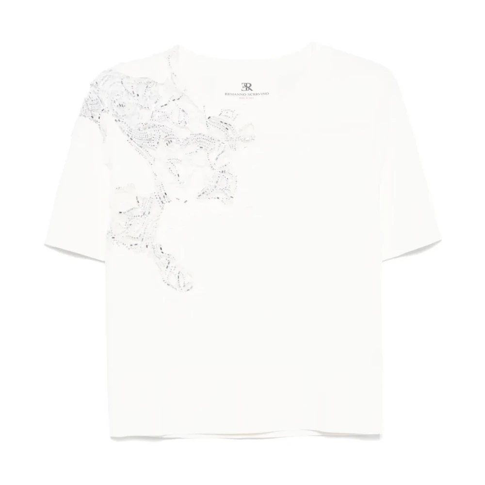 Ermanno Scervino Korte Mouw Sweater Gebreide Kleding White Dames